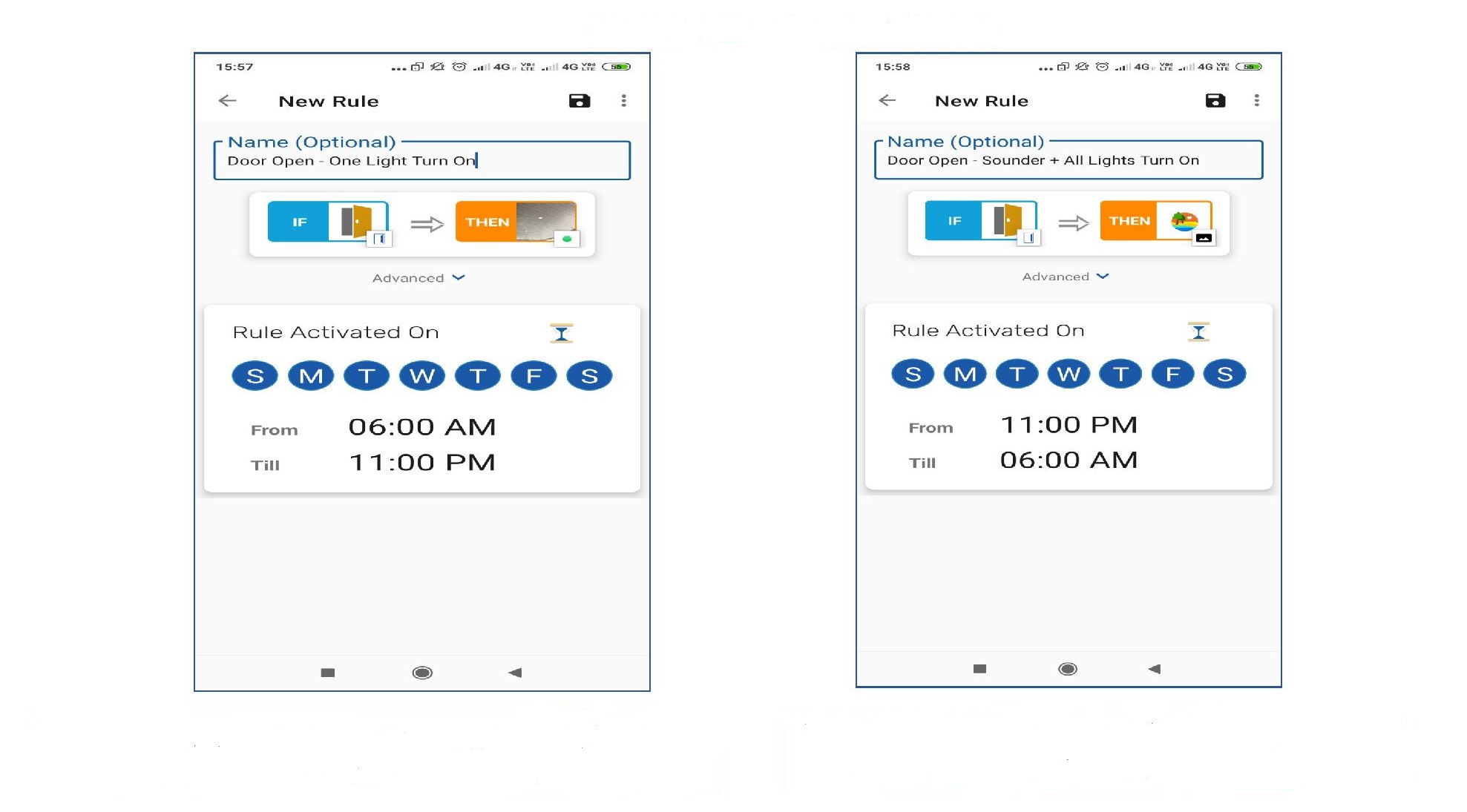 Multiple rules with same devices